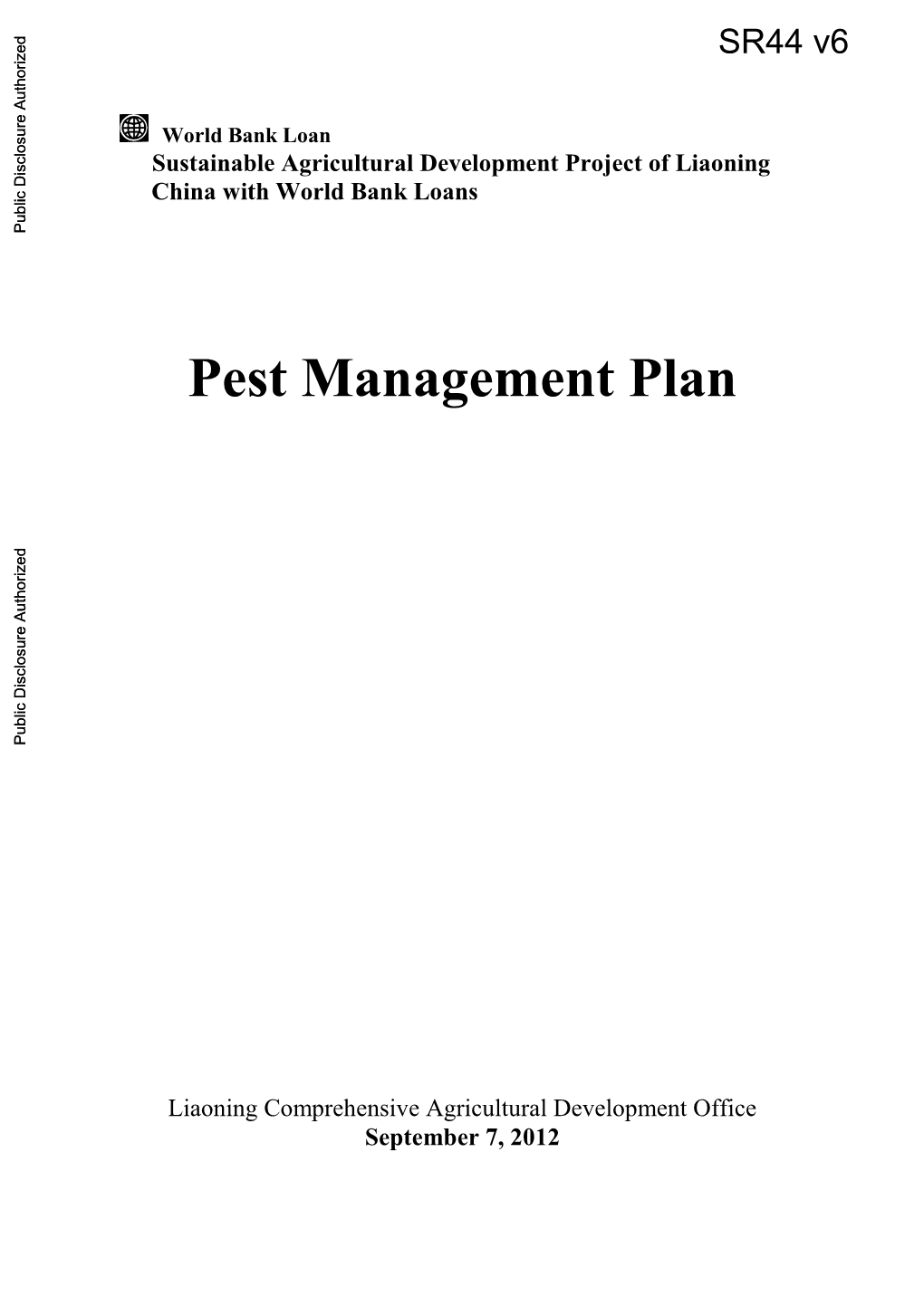 Integrated Pest Management Technologies of Major Crops in the Project Areas)