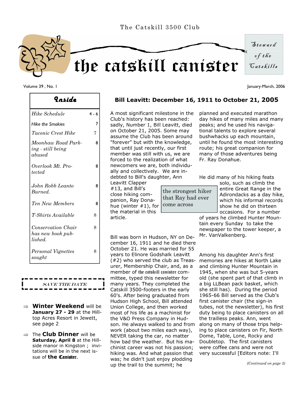 The Catskill Canister Catskills