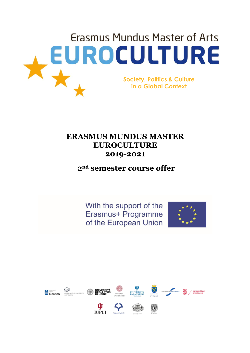 ERASMUS MUNDUS MASTER EUROCULTURE 2019-2021 2Nd Semester Course Offer