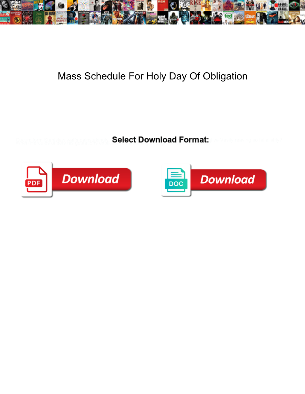 Mass Schedule for Holy Day of Obligation