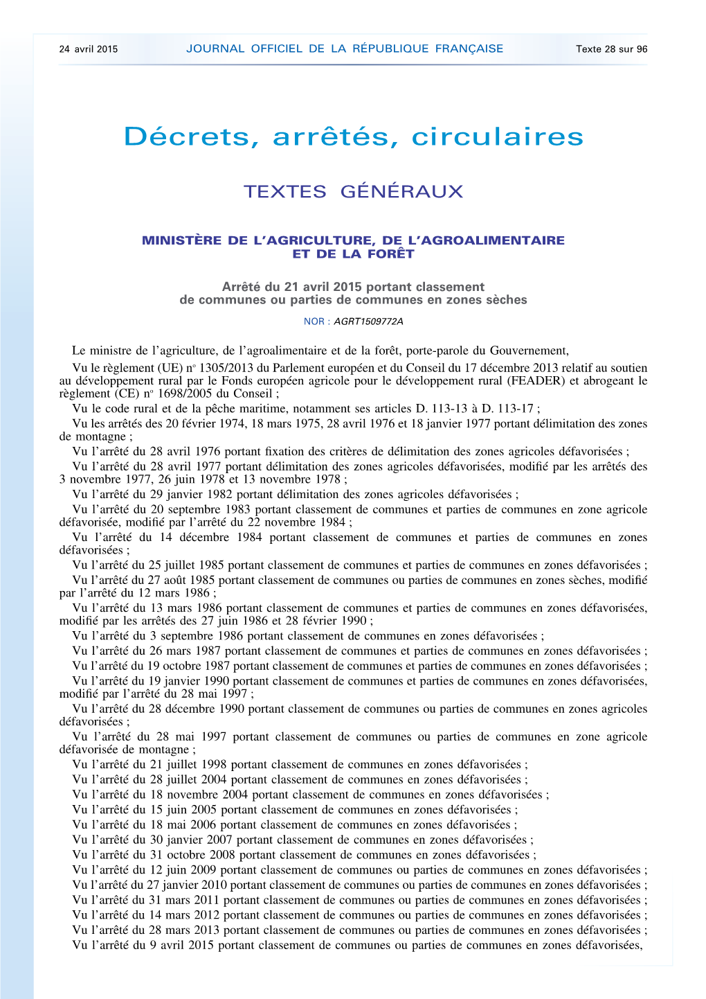 JOURNAL OFFICIEL DE LA RÉPUBLIQUE FRANÇAISE Texte 28 Sur 96