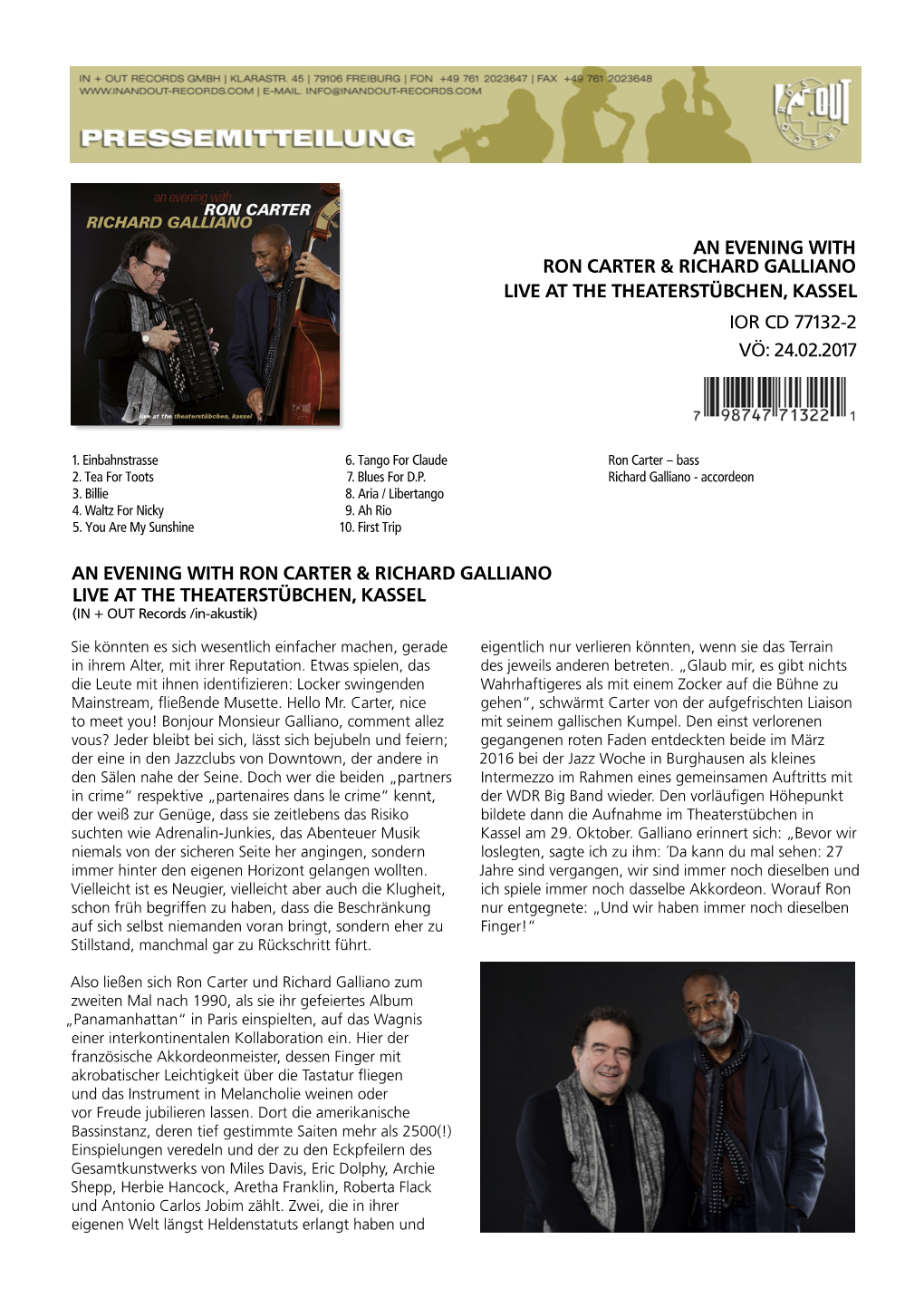 An Evening with Ron Carter & Richard