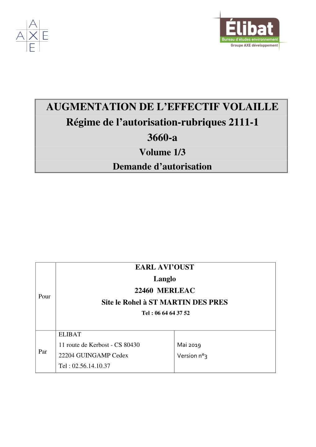 AUGMENTATION DE L'effectif VOLAILLE Régime De L'autorisation