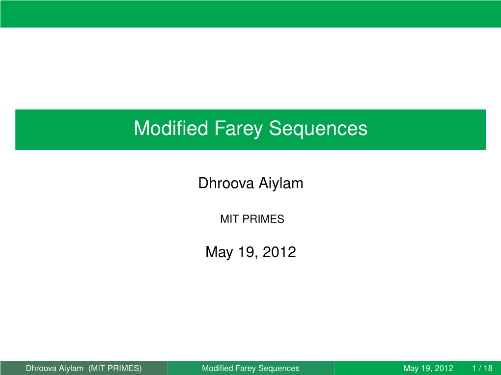 Modified Farey Sequences