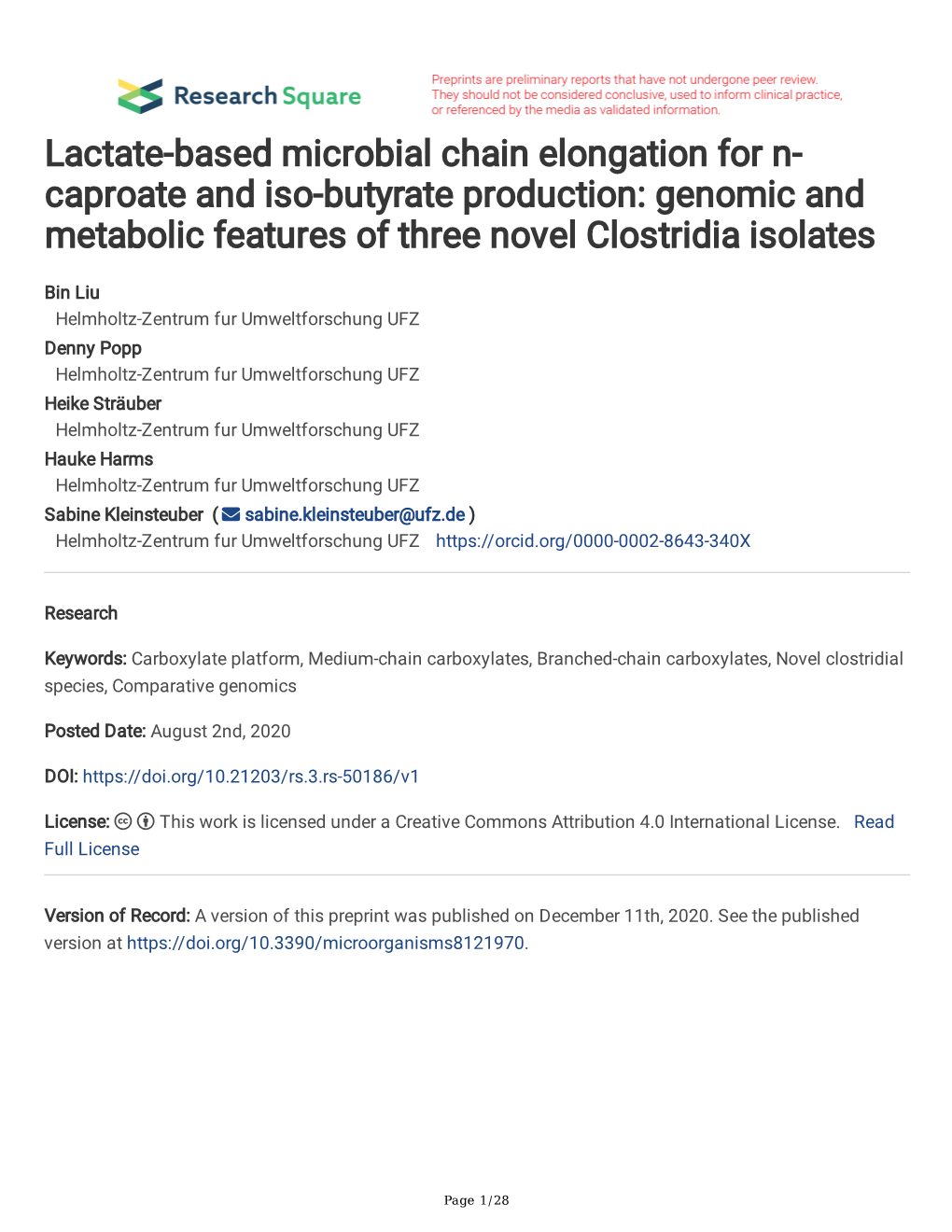 Lactate-Based Microbial Chain Elongation for N- Caproate and Iso-Butyrate Production: Genomic and Metabolic Features of Three Novel Clostridia Isolates