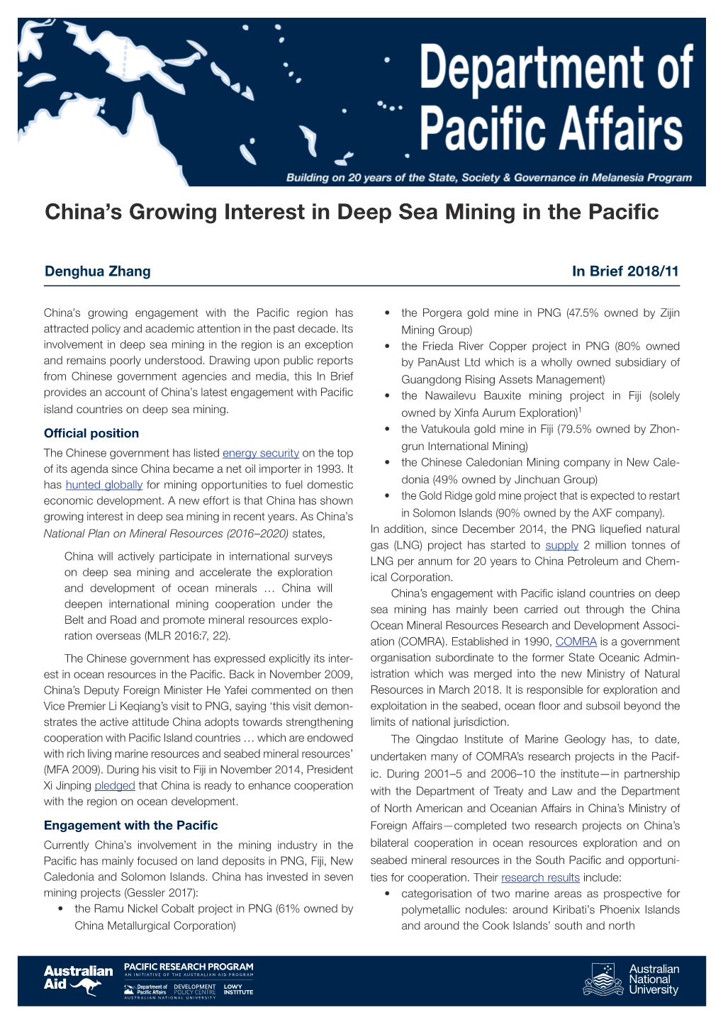 China's Growing Interest in Deep Sea Mining in the Pacific