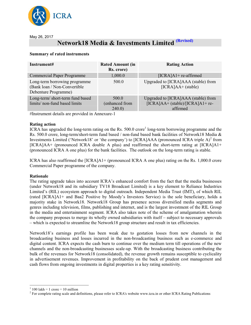 Network18 Media & Investments Limited