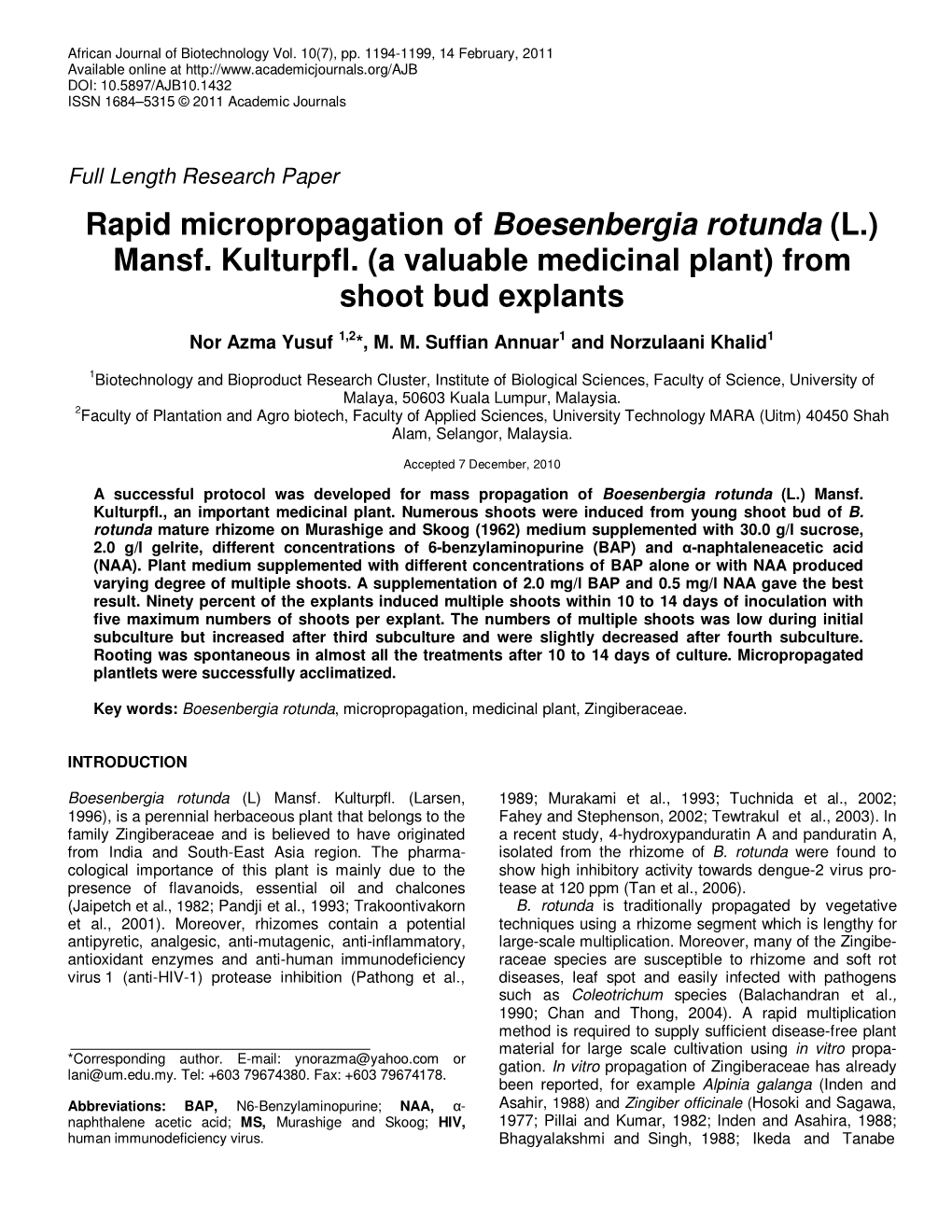 Mansf. Kulturpfl. (A Valuable Medicinal Plant) from Shoot Bud Explants