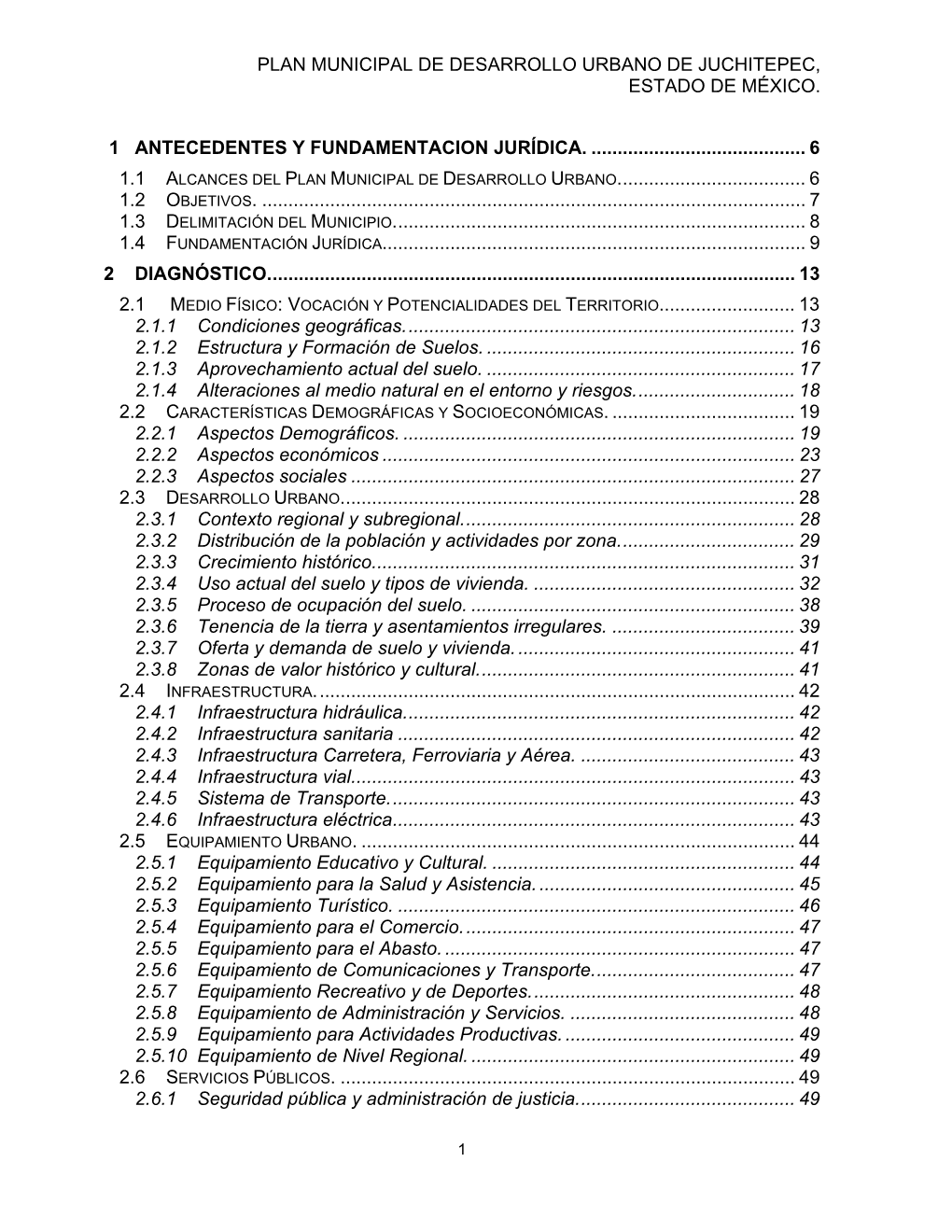 Plan Municipal De Desarrollo Urbano De Juchitepec, Estado De México