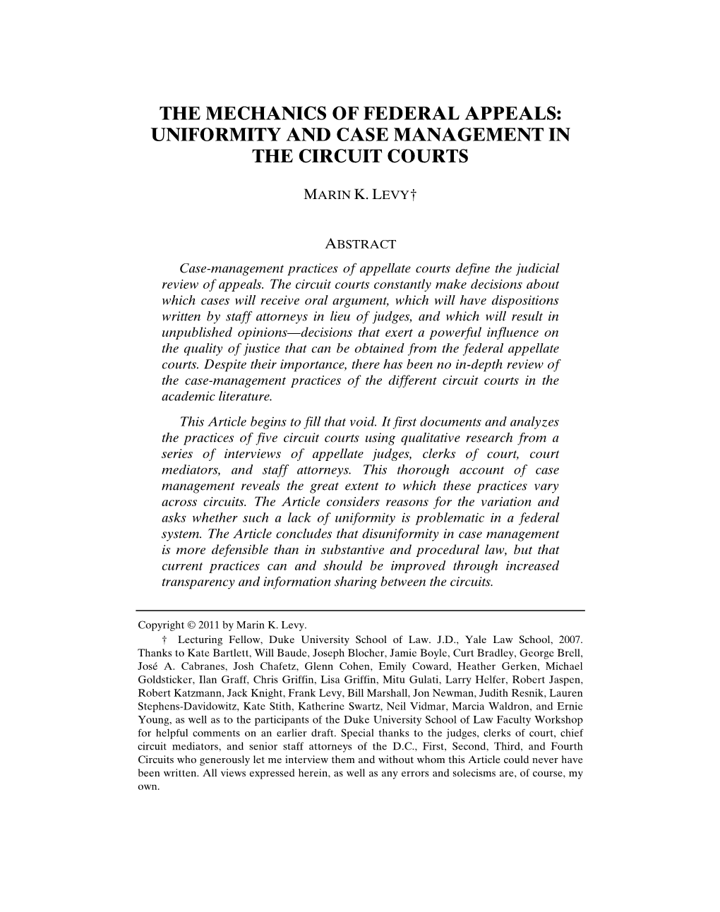 Uniformity and Case Management in the Circuit Courts