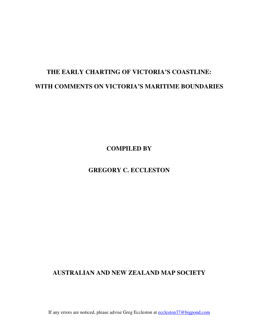 The Early Charting of Victoria's Coastline