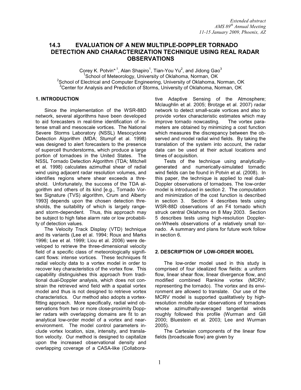 Extended Abstract AMS 89 Th Annual Meeting 11�15 January 2009, Phoenix, AZ