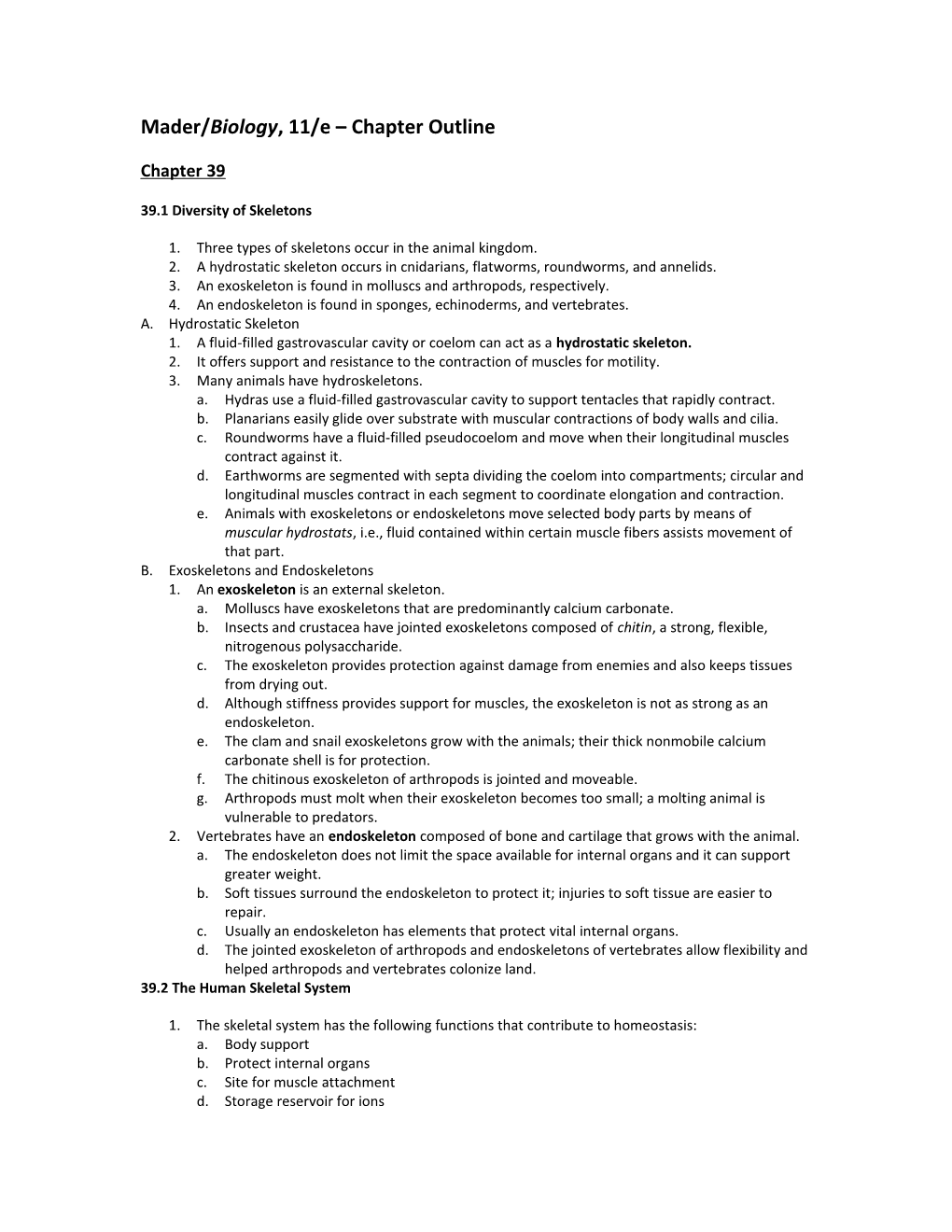 Mader/Biology, 11/E Chapter Outline s3