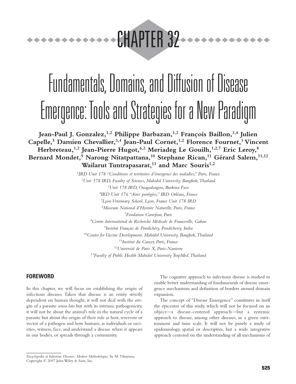 Fundamentals, Domains and Diffusion of Disease Emergence : Tools and Strategies for a New Paradigm in : Tibayrenc Michel (Ed.)