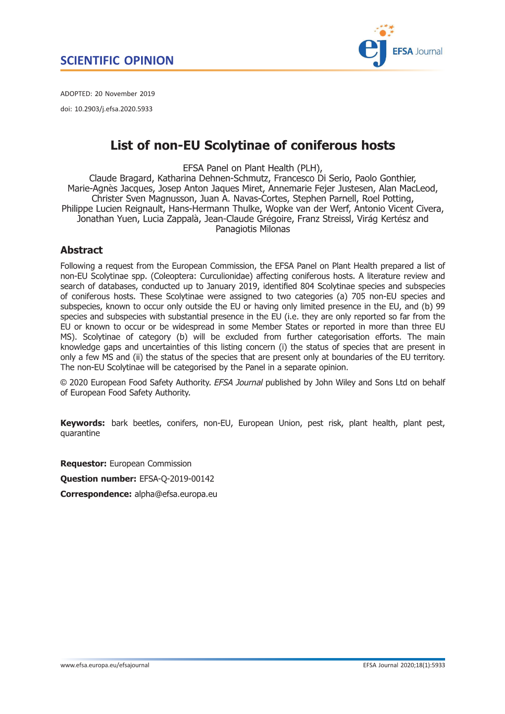 EU Scolytinae of Coniferous Hosts