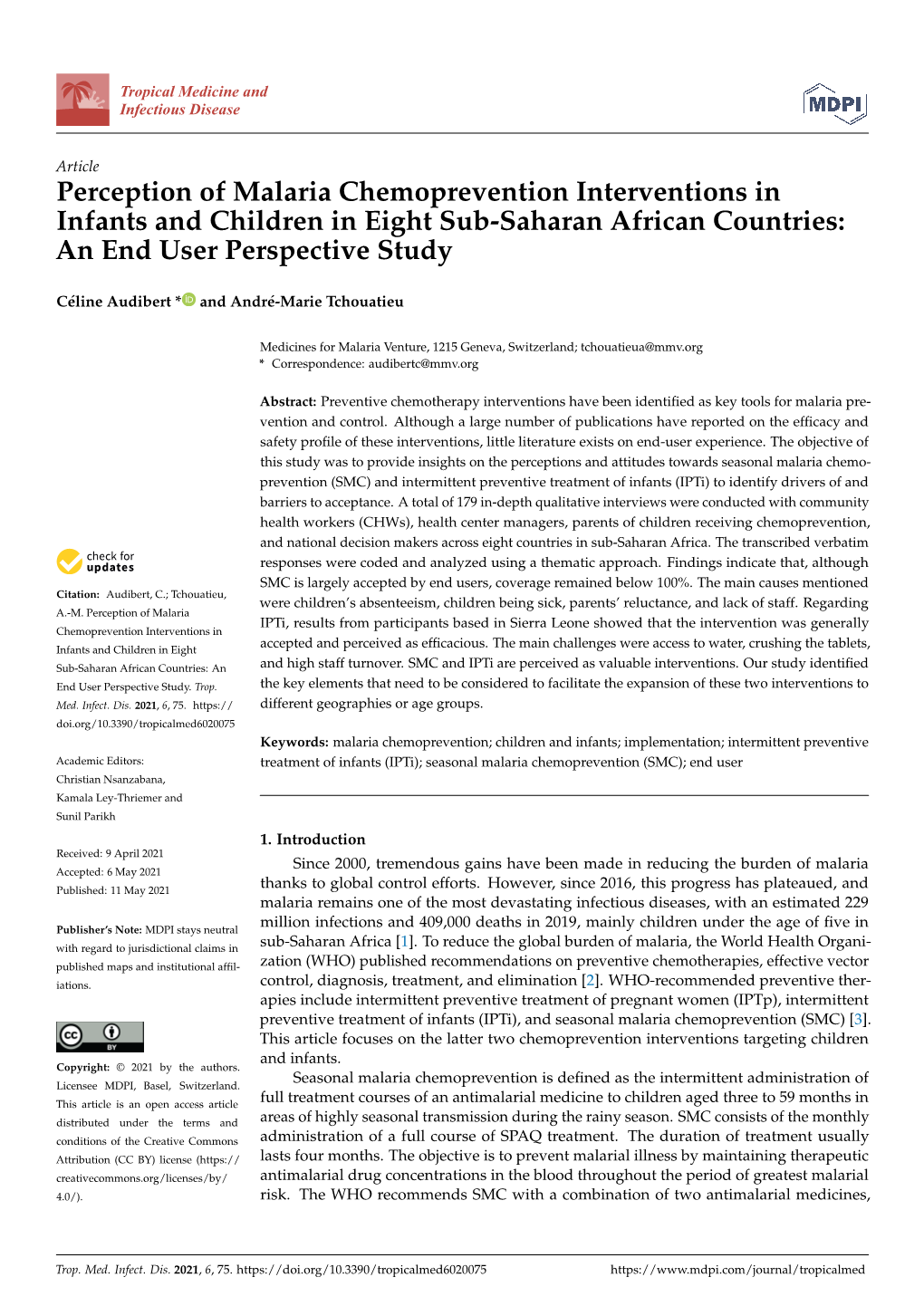 Perception of Malaria Chemoprevention Interventions in Infants and Children in Eight Sub-Saharan African Countries: an End User Perspective Study