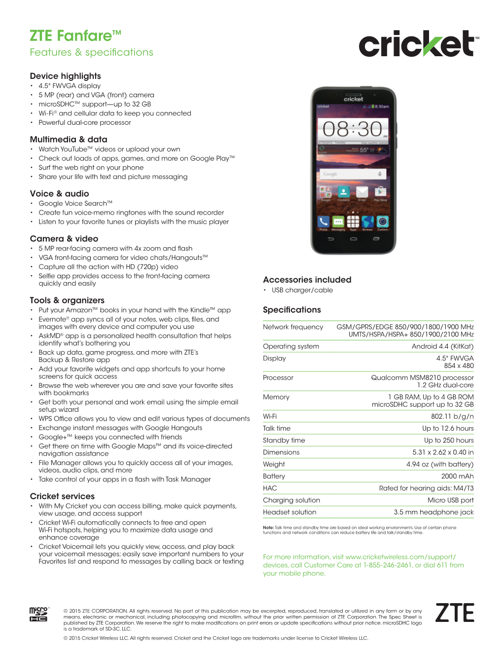 ZTE Fanfare Specs