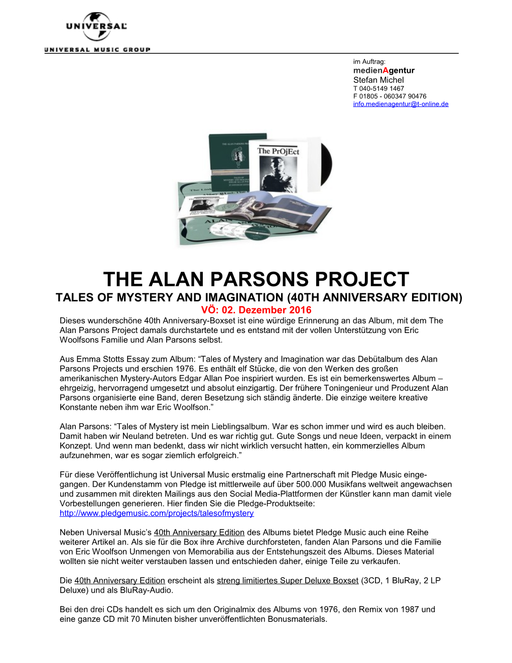 The Alan Parsons Project Tales of Mystery and Imagination (40Th Anniversary Edition) Vö: 02