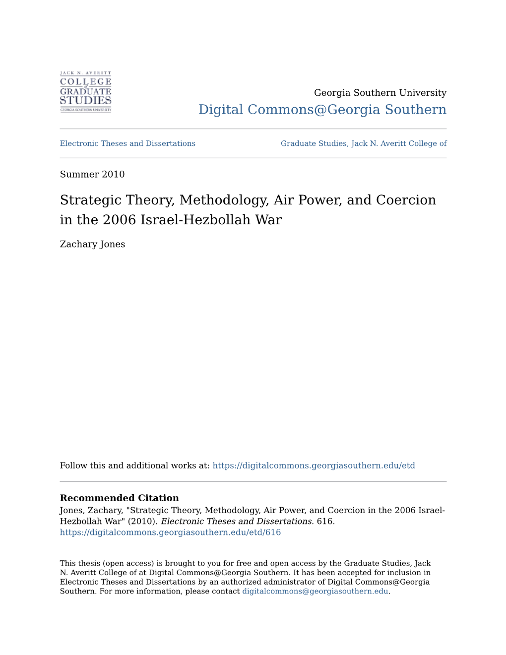 Strategic Theory, Methodology, Air Power, and Coercion in the 2006 Israel-Hezbollah War