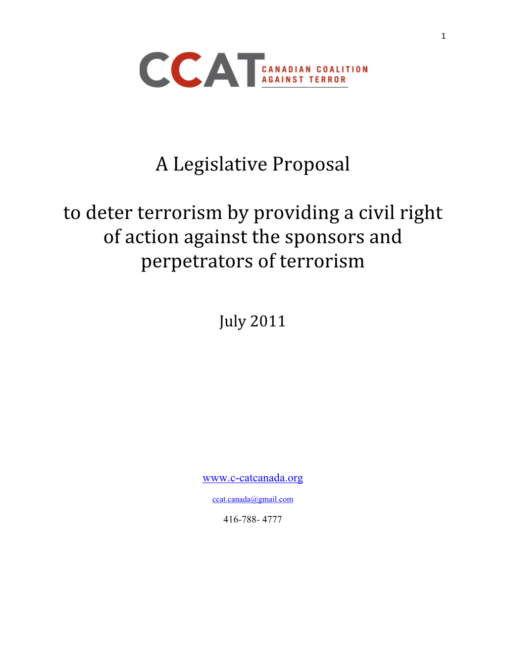 A Legislative Proposal to Deter Terrorism by Providing a Civil Right of Action Against the Sponsors and Perpetrators of Terrorism