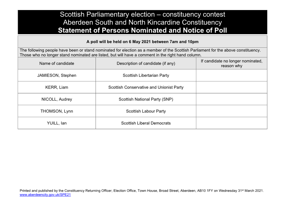 SP Notice of Poll and Situation of Polling Stations