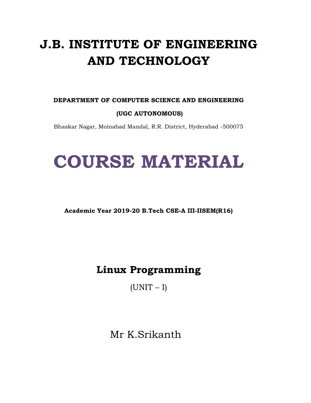 Course Material