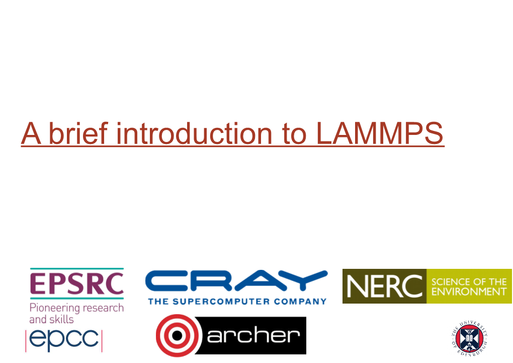 A Brief Introduction to LAMMPS