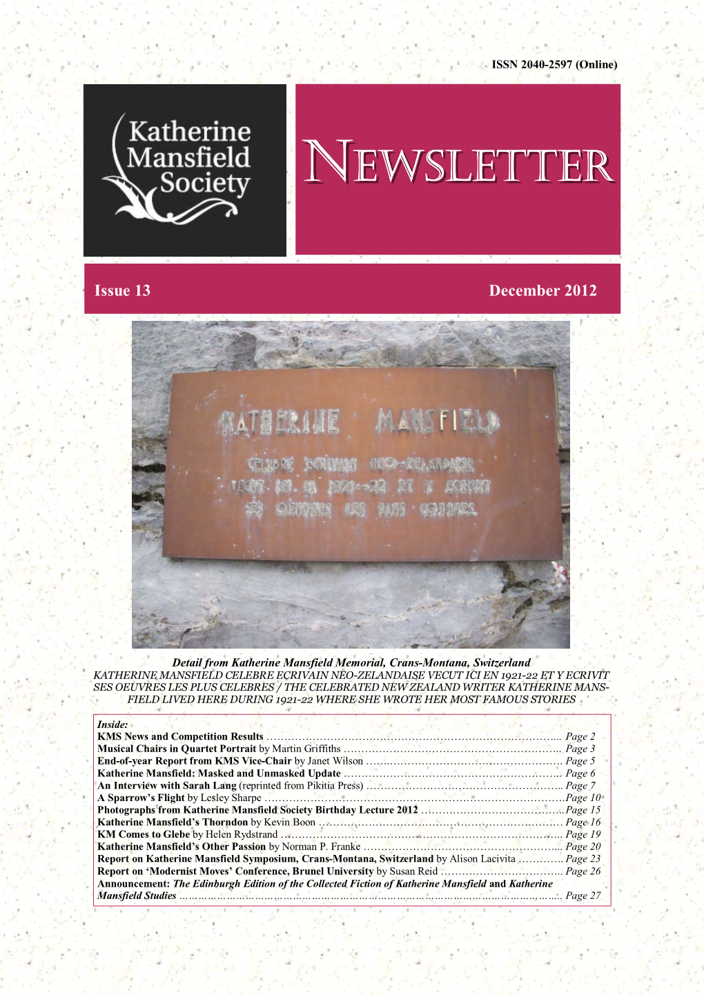 Final Draft Newsletter December 2012