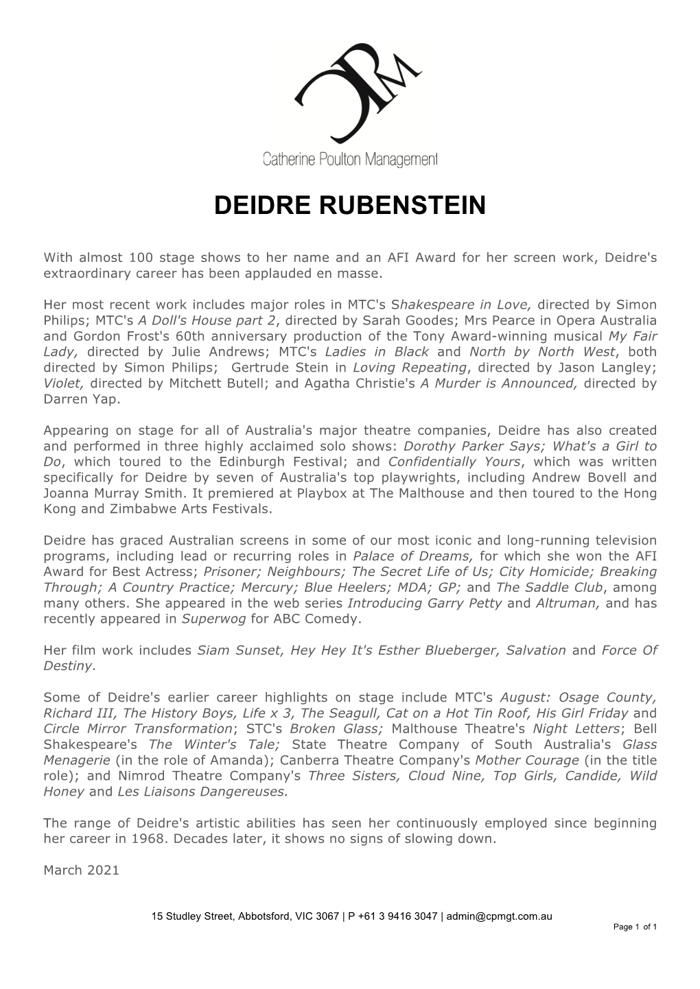 DEIDRE RUBENSTEIN Bio.2