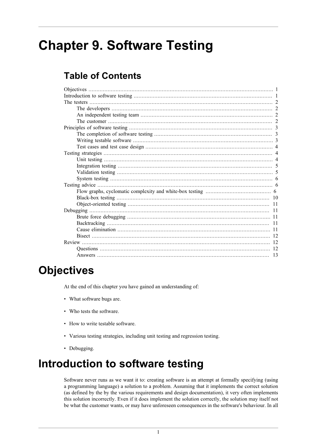 Chapter 9. Software Testing