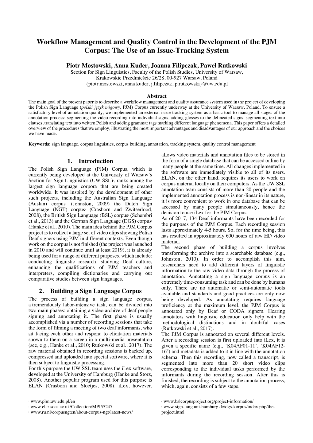 Workflow Management and Quality Control in the Development of the PJM Corpus: the Use of an Issue-Tracking System