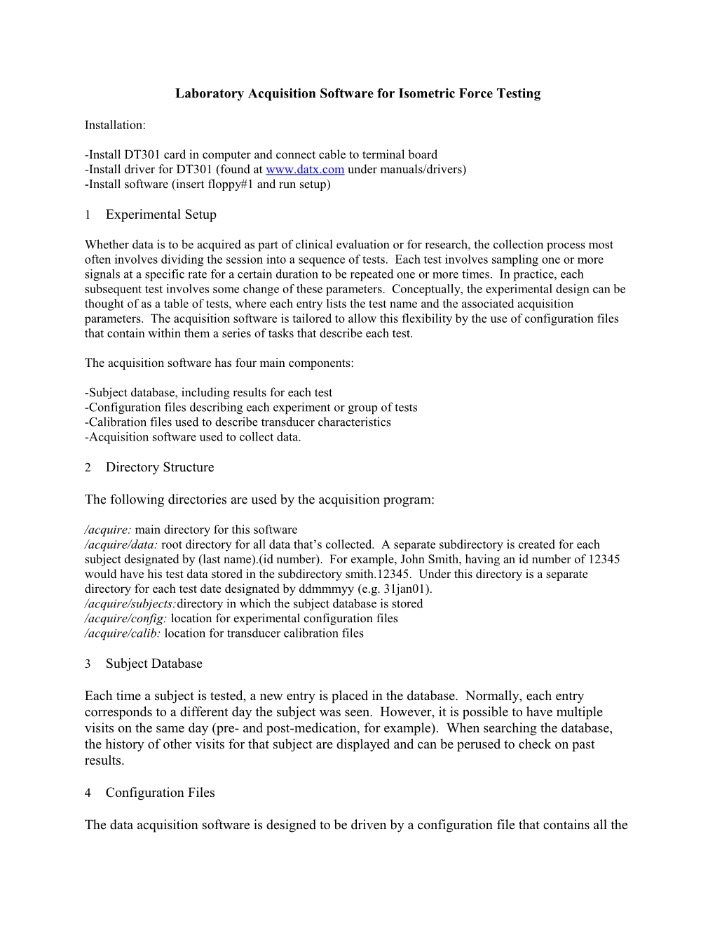 Laboratory Acquisition Software for Isometric Force Testing