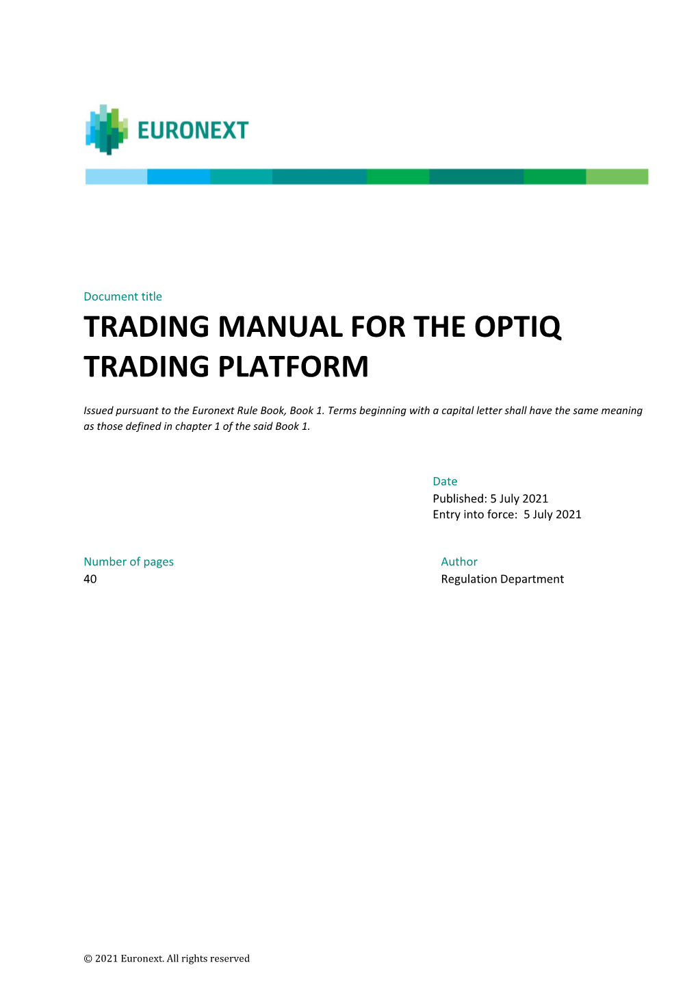 Notice N°4-01 Trading Manual