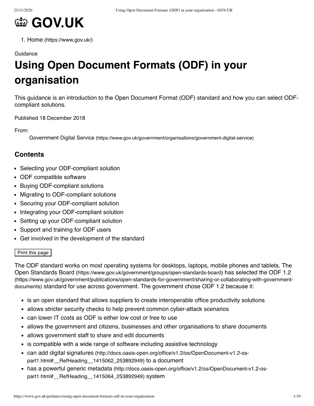 Using Open Document Formats (ODF) in Your Organisation - GOV.UK GOV.UK