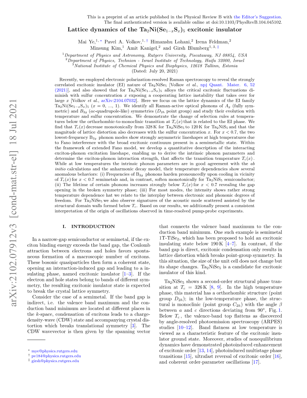 Arxiv:2102.07912V3 [Cond-Mat.Str-El] 18 Jul 2021