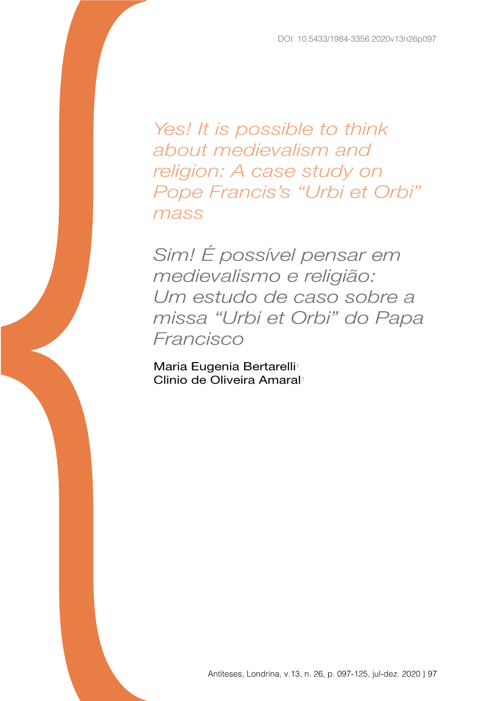 A Case Study on Pope Francis's “Urbi Et Orbi” Mass Sim! É Po