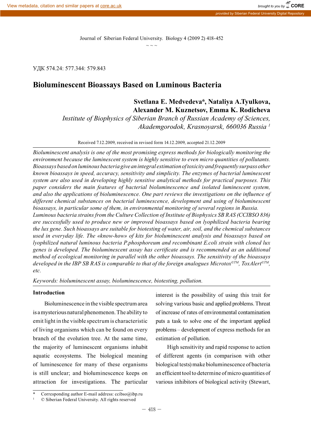 Bioluminescent Bioassays Based on Luminous Bacteria