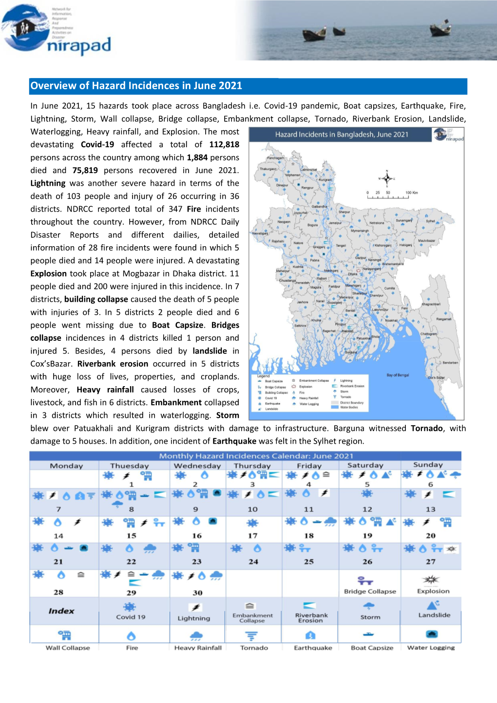 Hazard Incidences in Bangladesh, June 2021