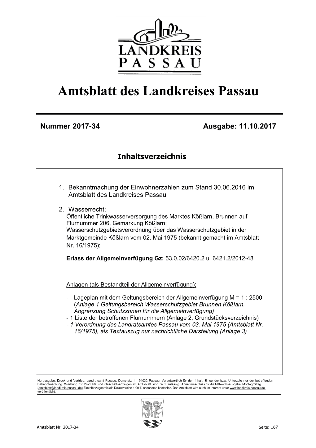 Amtsblatt Des Landkreises Passau