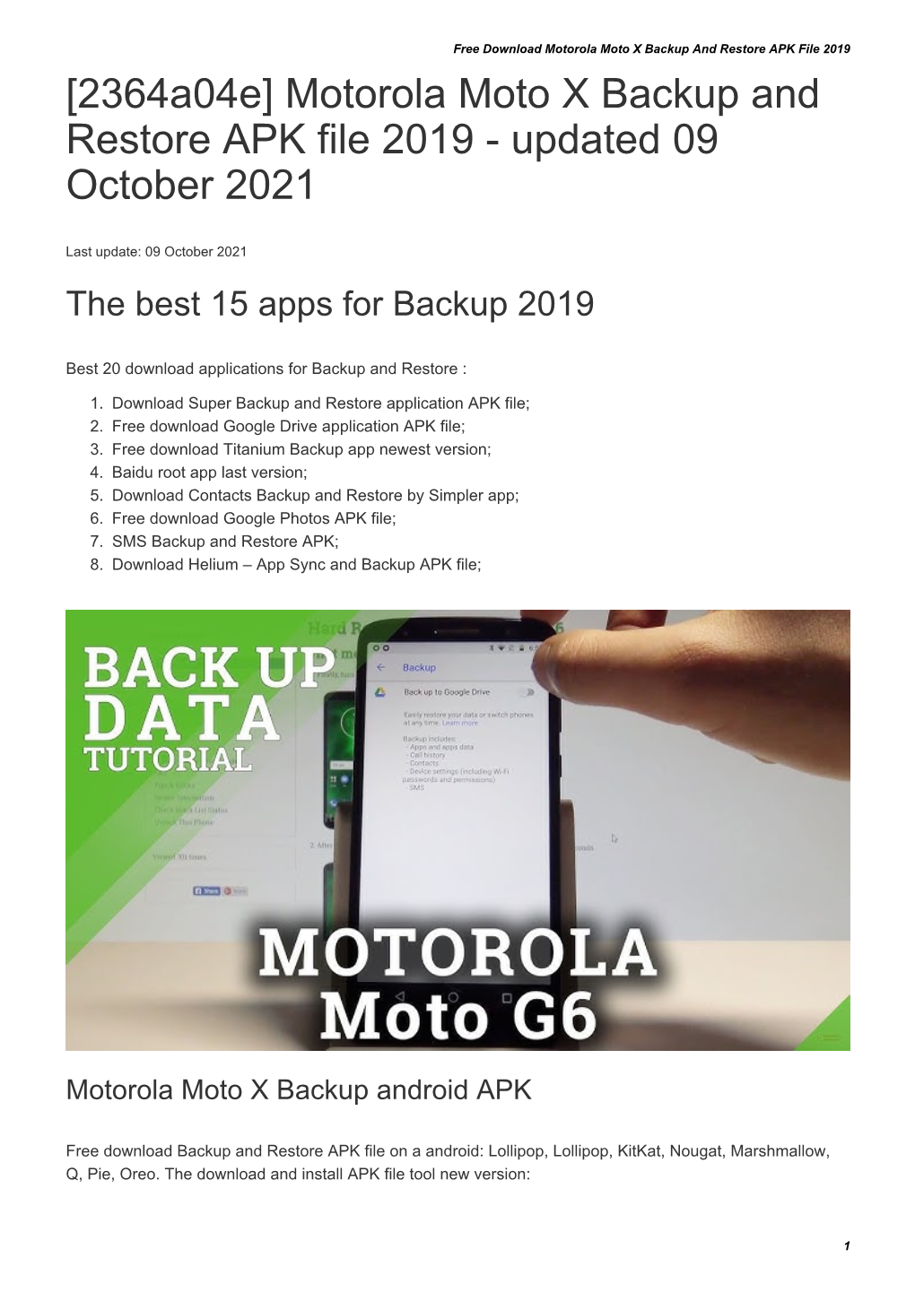 [Bda460a3] Motorola Moto X Backup and Restore APK File 2019