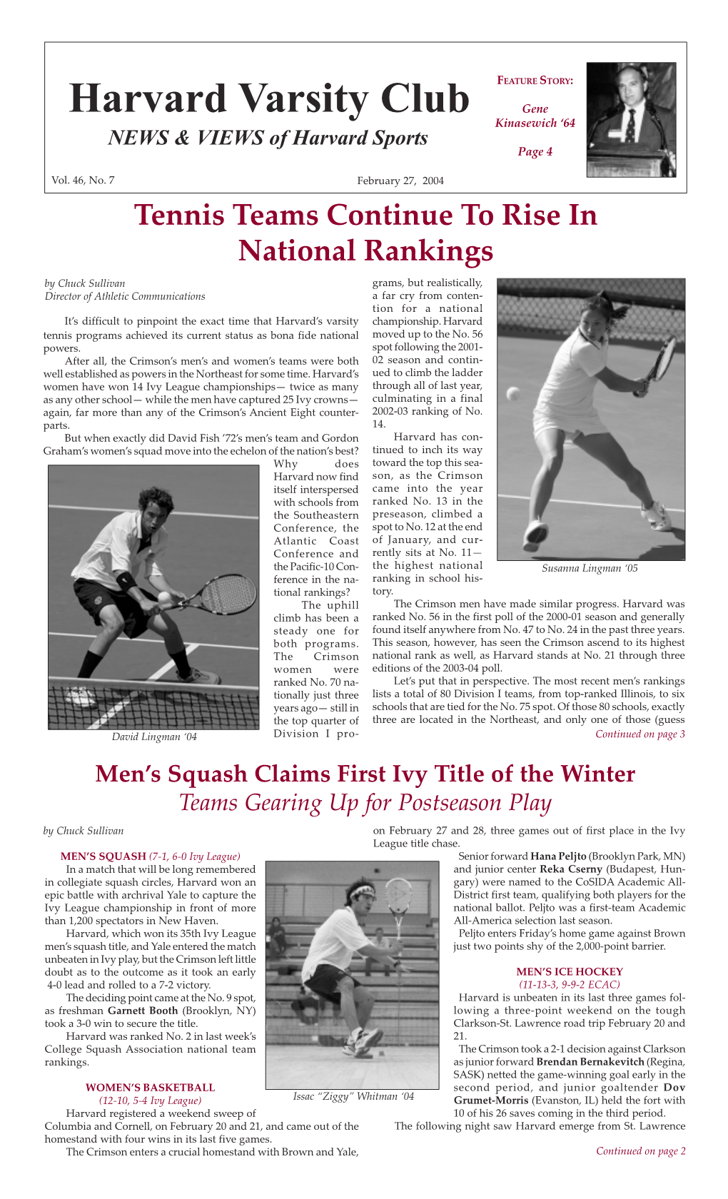 Gene Kinasewich ‘64 NEWS & VIEWS of Harvard Sports Page 4