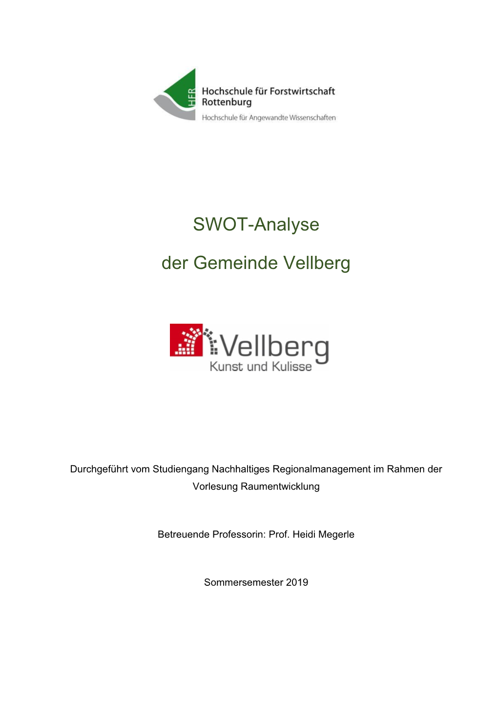 SWOT-Analyse Der Gemeinde Vellberg