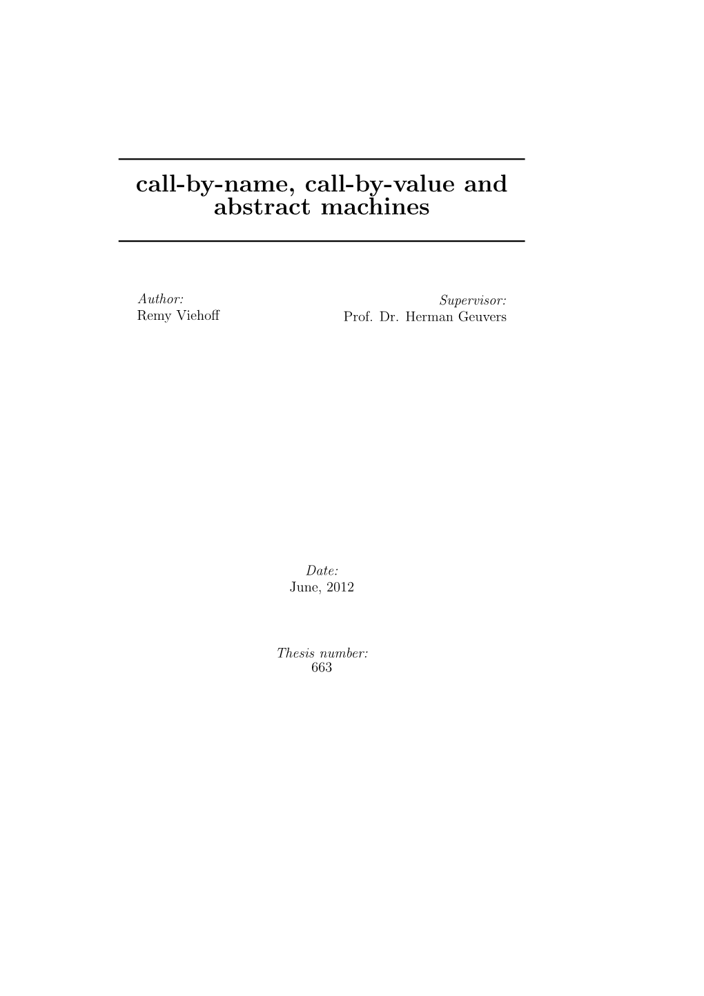 Call-By-Name, Call-By-Value and Abstract Machines