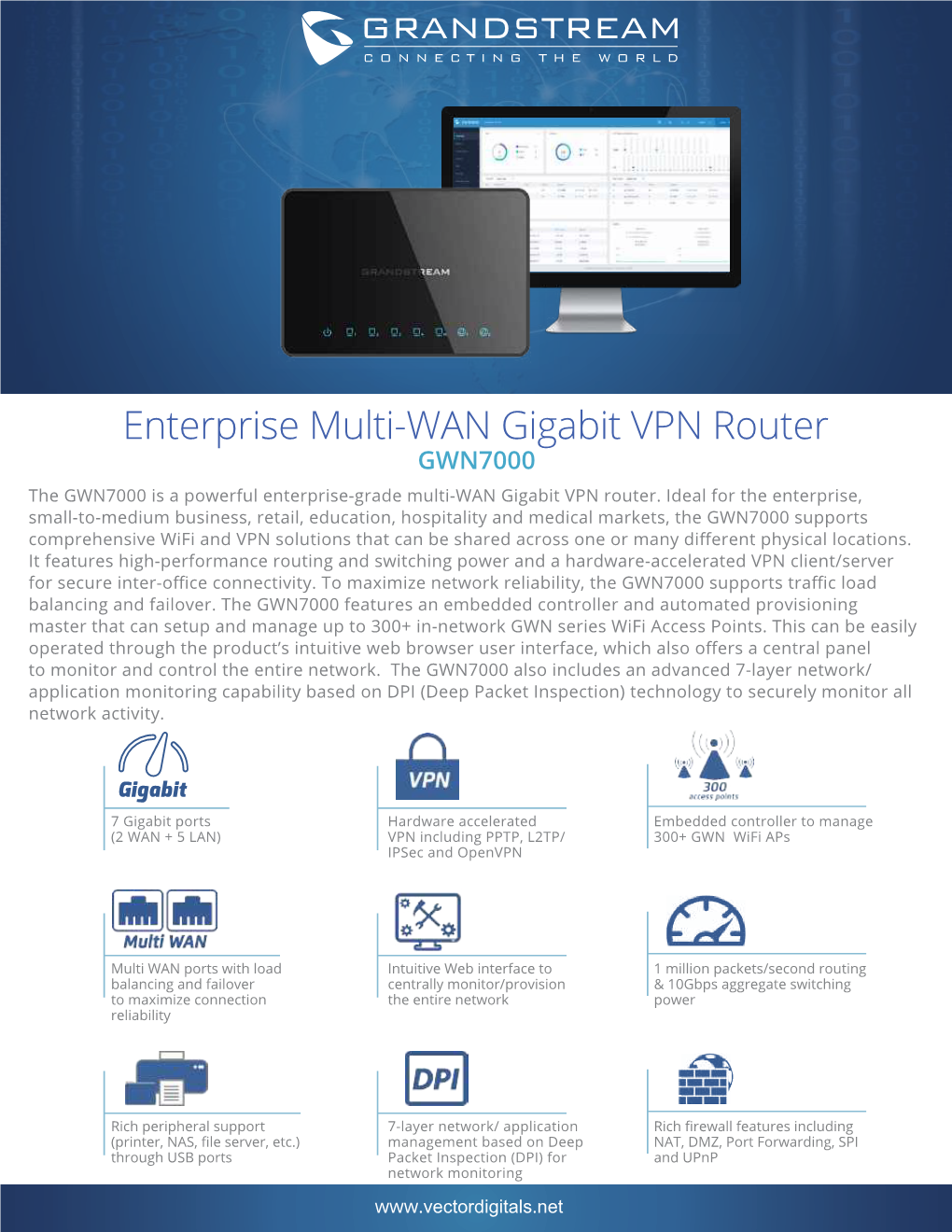 Enterprise Multi-WAN Gigabit VPN Router GWN7000 the GWN7000 Is a Powerful Enterprise-Grade Multi-WAN Gigabit VPN Router