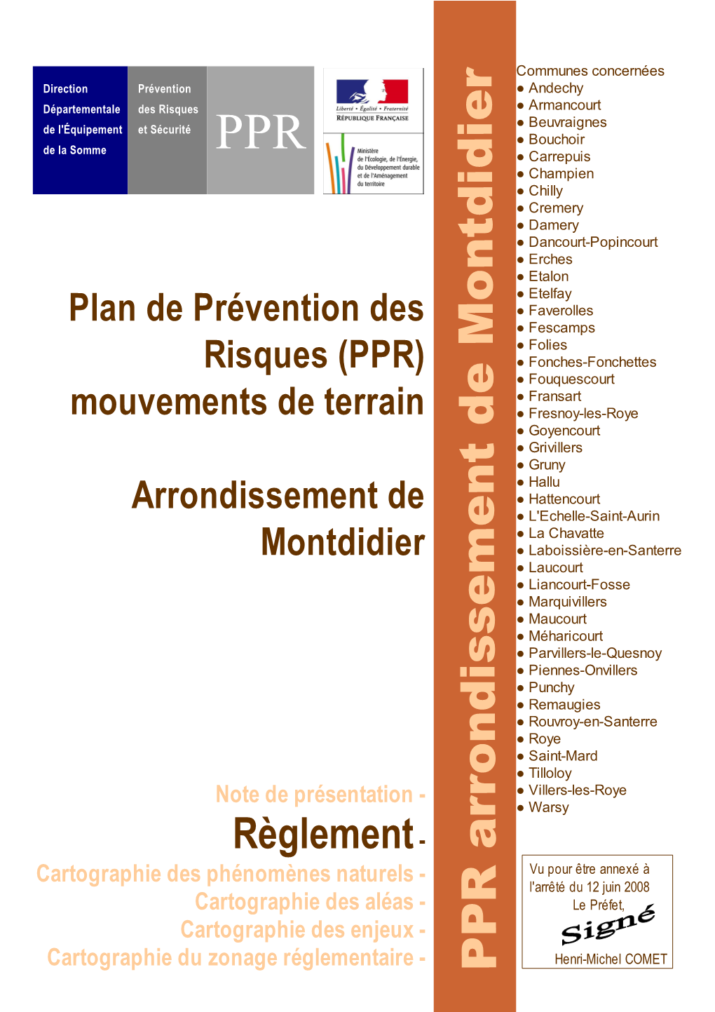 Règlement Du PPR De L'arrondissement De Montdidier