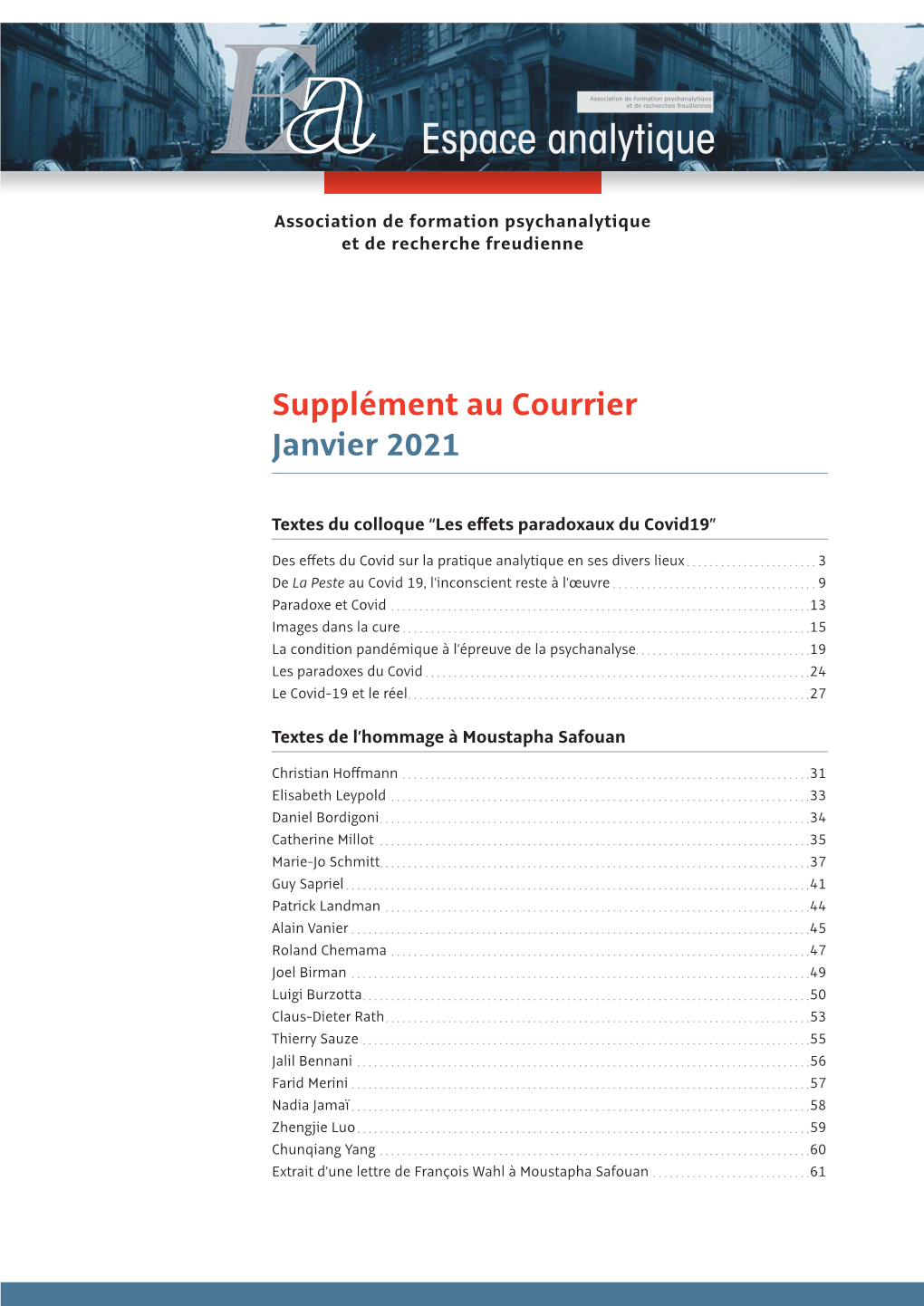 Supplément Au Courrier Janvier 2021