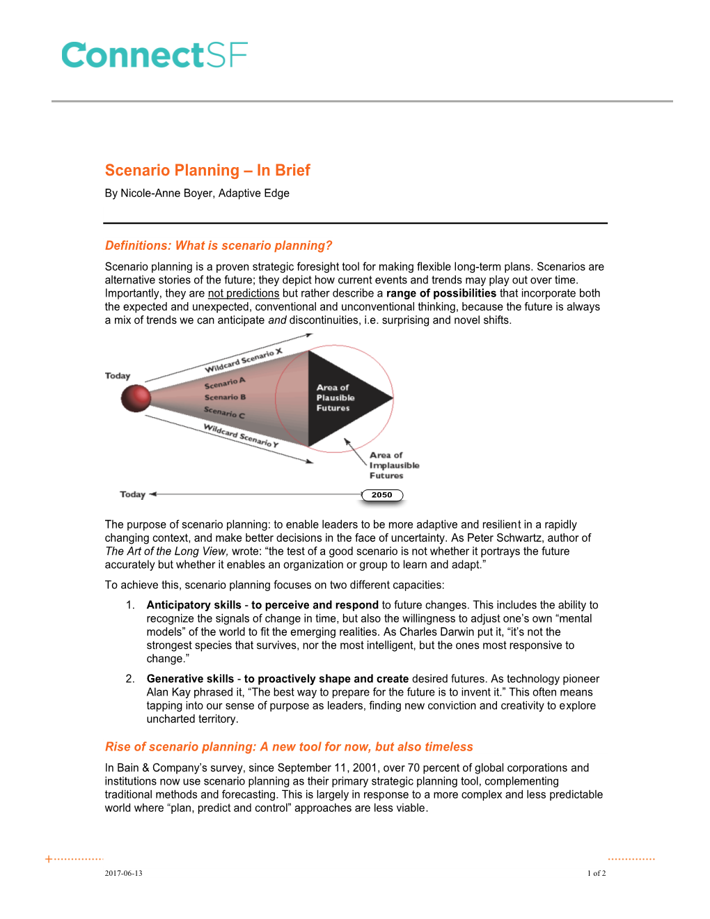 Scenario Planning – in Brief by Nicole-Anne Boyer, Adaptive Edge