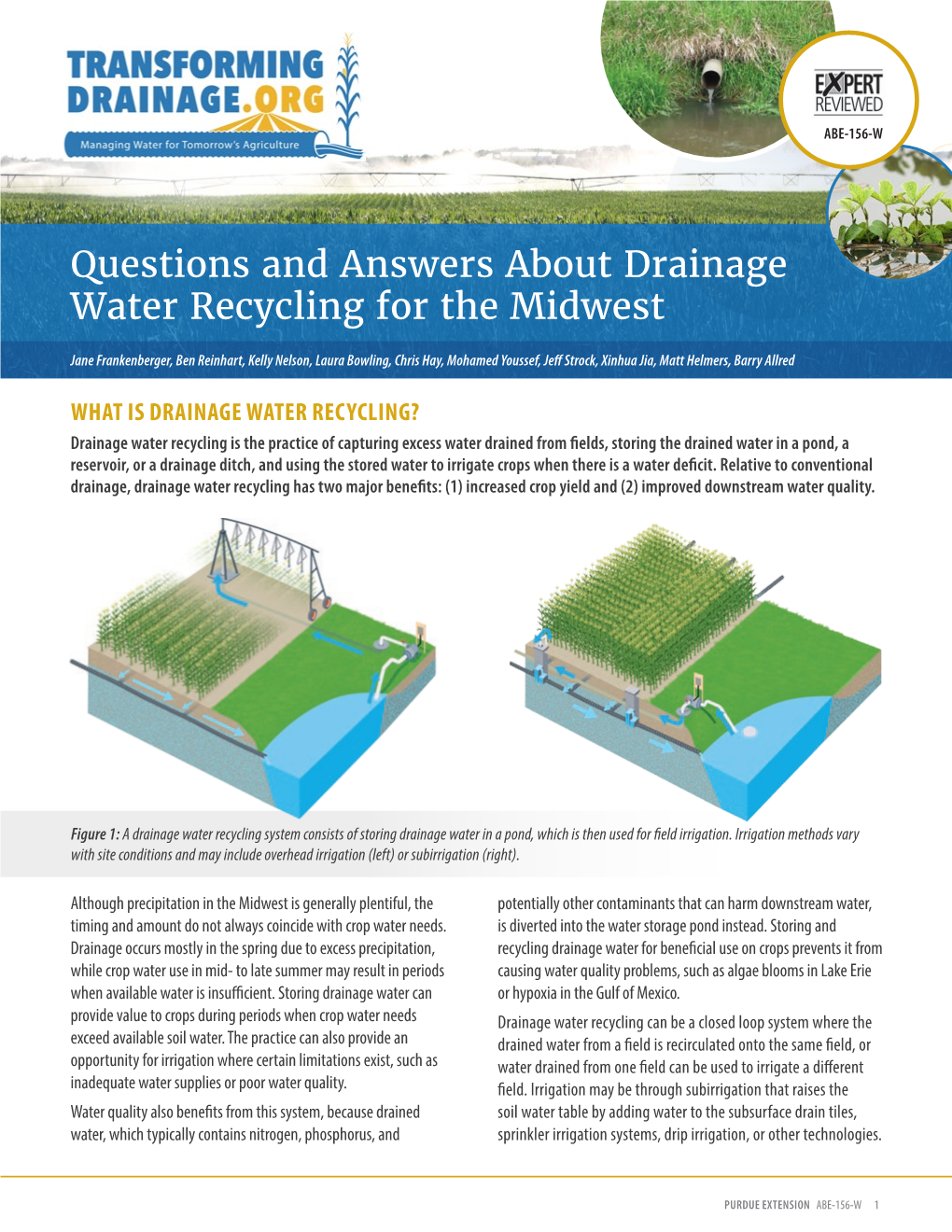 Questions and Answers About Drainage Water Recycling for the Midwest