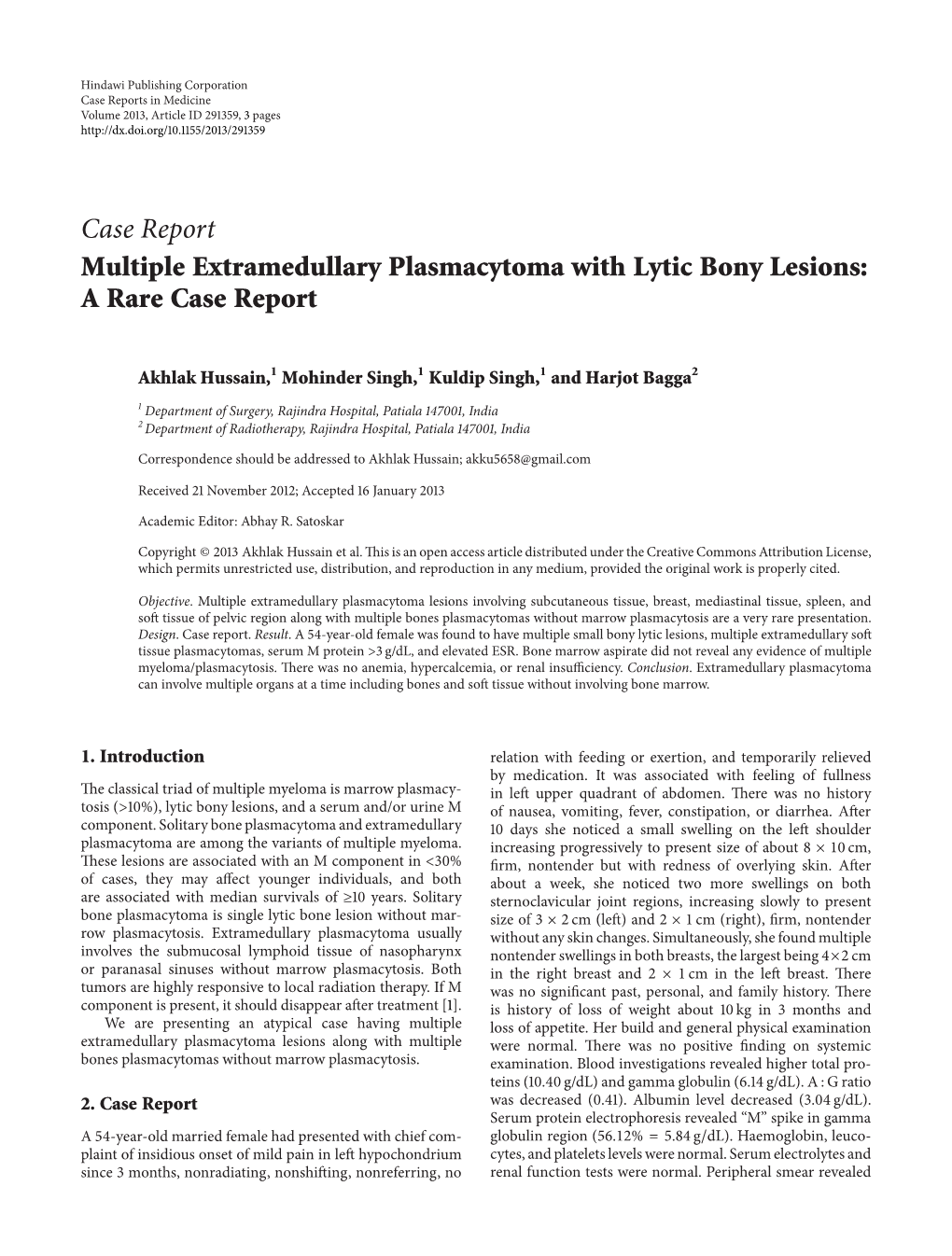 Multiple Extramedullary Plasmacytoma with Lytic Bony Lesions: a Rare Case Report