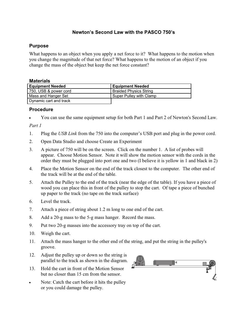 Teacher S Version for Activity 4A: Newton S Second Law Part 1